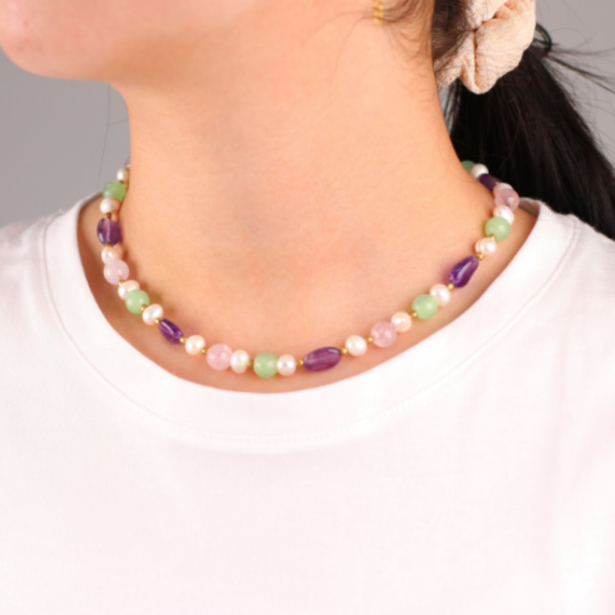 Pearl and Stone Necklace Jewellery Lolo