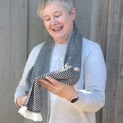 Wool Herringbone B&W Scarf Fashion TLMA