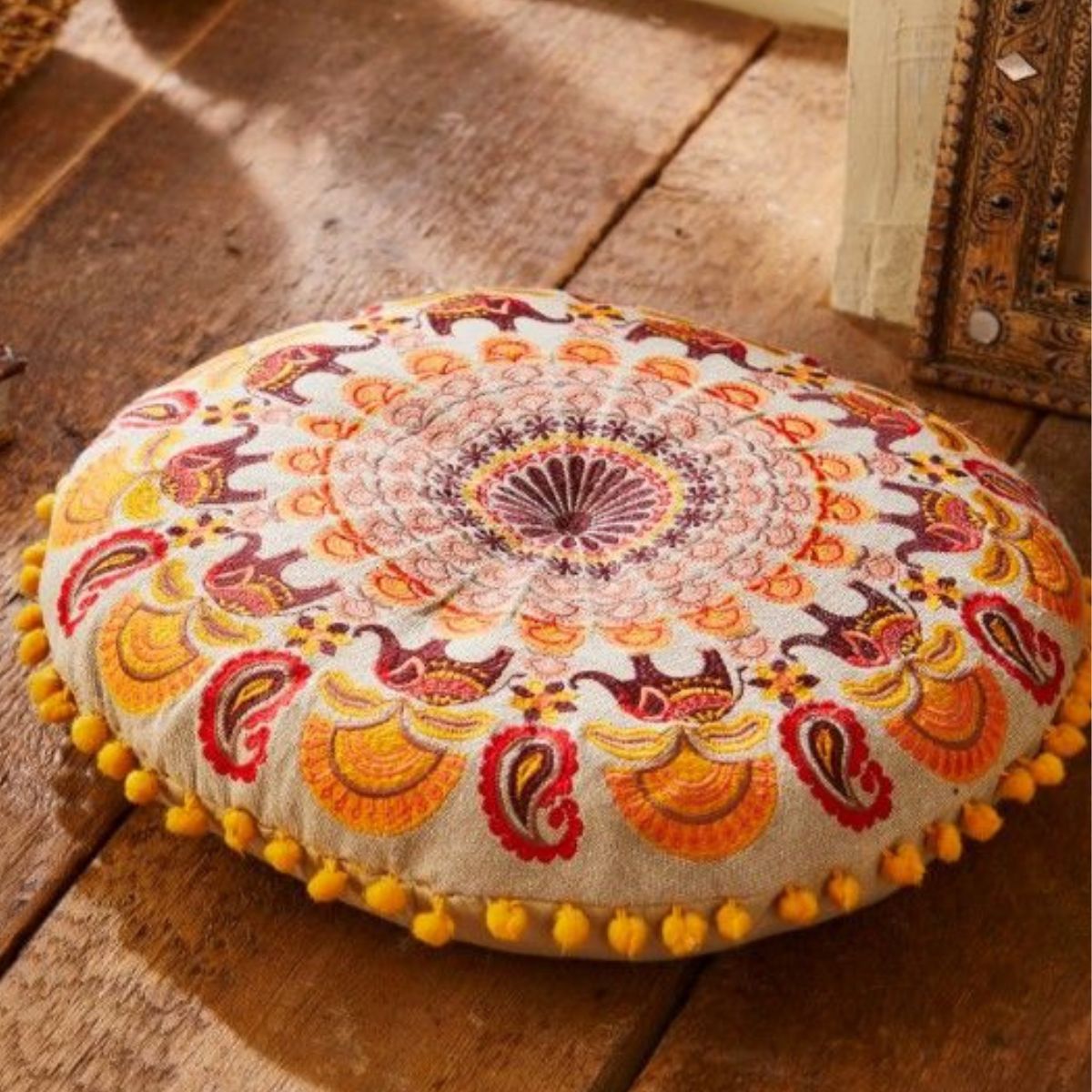 Mandala Elephant Embroidered Cushion Homeware Lolo