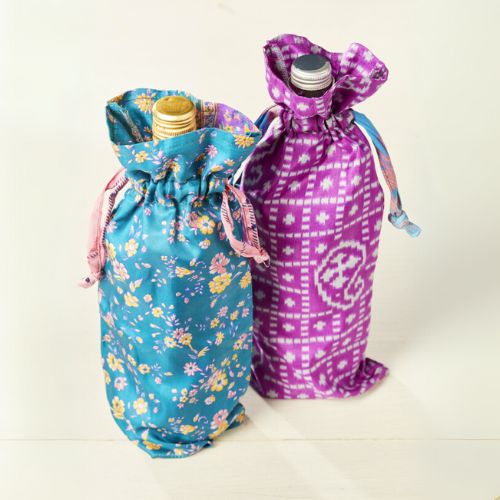 Recycled Sari Bottle Gift Bag Wrapping Lolo