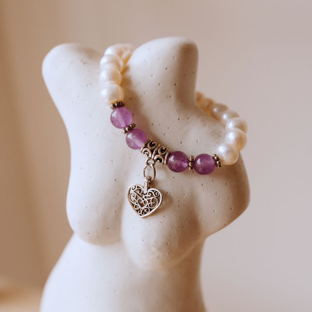 Pearl and Purple Stone Bracelet Jewellery Lolo