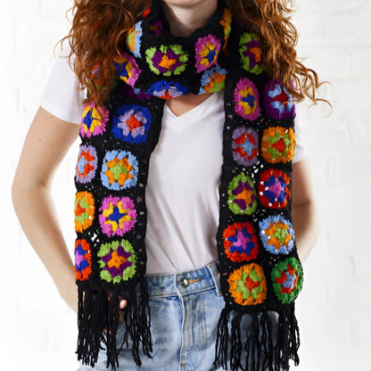 Black Crochet Rainbow Scarf Fashion LOLO