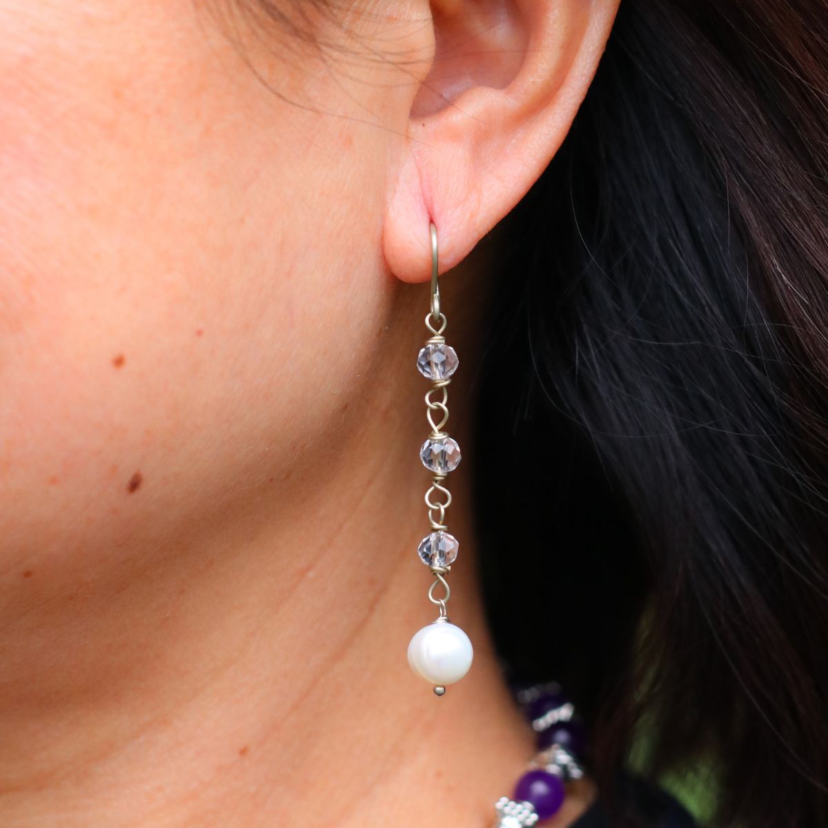 Crystal Pearl Earrings Jewellery Lolo