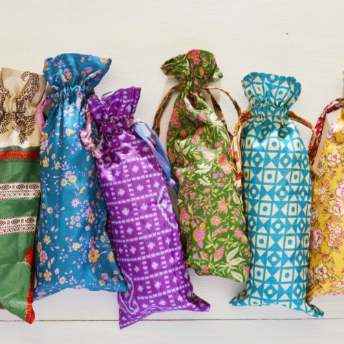 Recycled Sari Bottle Gift Bag Wrapping Lolo