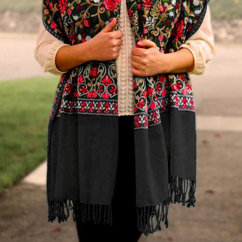 Floral Embroidered Shawl Fashion Lolo